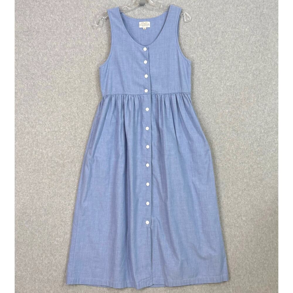 Vtg Susan Bristol Chambray Jumper Dress Size 6 Full Button Cottagecore Country - Picture 3 of 13